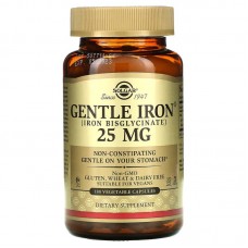 Железо, Gentle Iron, Solgar, 25 мг, 180 вегетарианских капсул Железо, Gentle Iron, Solgar, 25 мг, 180 вегетарианских капсул