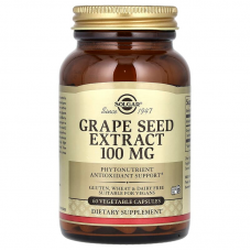 Экстракт виноградных косточек, Grape Seed, Solgar, 100 мг, 60 вегетарианских капсул Экстракт виноградных косточек, Grape Seed, Solgar, 100 мг, 60 вегетарианских капсул