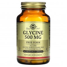Гліцин, Glycine, Solgar, 500 мг, 100 рослинних капсул