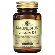 Магний с витамином В-6, Magnesium with Vitamin B6, Solgar, 100 таблеток Магний с витамином В-6, Magnesium with Vitamin B6, Solgar, 100 таблеток