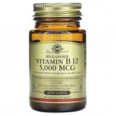 Вітамін В12 (ціанокобаламін), Vitamin B12, Solgar, сублінгвальний, 5000 мкг, 30 таблеток