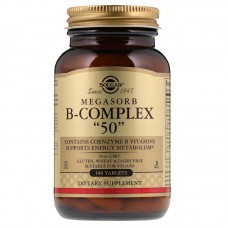 Витамины группы В-50, Megasorb B-Complex, Solgar, комплекс, 100 таблеток Витамины группы В-50, Megasorb B-Complex, Solgar, комплекс, 100 таблеток