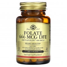 Фолат, Folate, Solgar, фолиевая кислота в форме метилфолата, 666 мкг ДФЭ, 100 таблеток Фолат, Folate, Solgar, фолиевая кислота в форме метилфолата, 666 мкг ДФЭ, 100 таблеток
