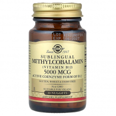 Вітамін В12 (метилкобаламін), Vitamin B12, Solgar, сублінгвальний, 5000 мкг, 30 таблеток