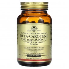Бета каротин океанічний, Beta-Carotene, Solgar, 7500 мкг (25,000 МО), 90 гелевих капсул