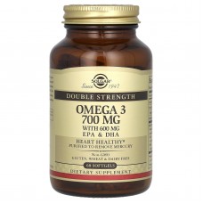 Омега-3, рыбий жир, Omega-3, EPA & DHA, Solgar, двойная сила, 700 мг, 60 гелевых капсул Омега-3, рыбий жир, Omega-3, EPA & DHA, Solgar, двойная сила, 700 мг, 60 гелевых капсул