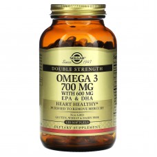Омега-3, рыбий жир, Omega-3, EPA & DHA, Solgar, двойная сила, 700 мг, 120 гелевых капсул Омега-3, рыбий жир, Omega-3, EPA & DHA, Solgar, двойная сила, 700 мг, 120 гелевых капсул