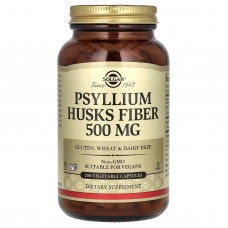 Подорожник, Psyllium Husks Fiber, Solgar, клетчатка шелухи, 500 мг, 200 вегетарианских капсул Подорожник, Psyllium Husks Fiber, Solgar, клетчатка шелухи, 500 мг, 200 вегетарианских капсул