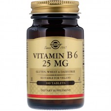 Витамин В6, Vitamin B6, Solgar, 25 мг, 100 таблеток Витамин В6, Vitamin B6, Solgar, 25 мг, 100 таблеток