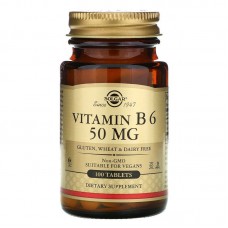 Витамин В6, Vitamin B6, Solgar, 50 мг, 100 таблеток Витамин В6, Vitamin B6, Solgar, 50 мг, 100 таблеток