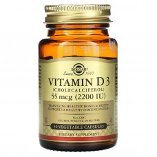 Вітамін D3 (холекальциферол), Vitamin D3, Solgar, 55 мкг (2200 МО), 50 вегетаріанських капсул Вітамін D3 (холекальциферол), Vitamin D3, Solgar, 55 мкг (2200 МО), 50 вегетаріанських капсул