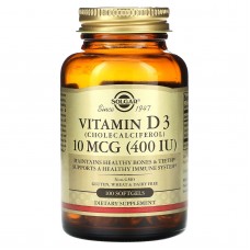 Витамин D3, Vitamin D3, Solgar, 10 мкг (400 МЕ), 100 гелевых капсул Витамин D3, Vitamin D3, Solgar, 10 мкг (400 МЕ), 100 гелевых капсул