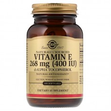 Витамин Е (d-альфа-токоферол), Vitamin E, Solgar, натуральный, 268 мг (400 МЕ), 100 гелевых капсул Витамин Е (d-альфа-токоферол), Vitamin E, Solgar, натуральный, 268 мг (400 МЕ), 100 гелевых капсул