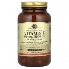 Витамин E, d-альфа-токоферол плюс d-гамма-токоферол, d-дельта-токоферол и d-бета-токоферол, Solgar, 670 мг (1000 МЕ), 100 гелевых капсул Витамин E, d-альфа-токоферол плюс d-гамма-токоферол, d-дельта-токоферол и d-бета-токоферол, Solgar, 670 мг (1000 МЕ), 100 гелевых капсул