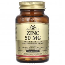 Глюконат цинка, Zinc, Solgar, 50 мг, 100 таблеток Глюконат цинка, Zinc, Solgar, 50 мг, 100 таблеток