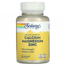 Кальций, магний и цинк, Calcium, Magnesium, Zinc, Solaray, 100 вегетарианских капсул Кальций, магний и цинк, Calcium, Magnesium, Zinc, Solaray, 100 вегетарианских капсул
