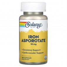 Железо, Iron Asporotate, Solaray, 18 мг, 100 капсул Железо, Iron Asporotate, Solaray, 18 мг, 100 капсул