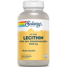 Лецитин из сои, Lecithin, Solaray, без масла, 500 мг, 250 капсул Лецитин из сои, Lecithin, Solaray, без масла, 500 мг, 250 капсул