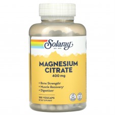 Магний цитрат, Magnesium Citrate, Solaray, 400 мг, 180 вегетарианских капсул Магний цитрат, Magnesium Citrate, Solaray, 400 мг, 180 вегетарианских капсул