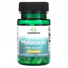 Мелатонін, Melatonin, Swanson, 3 мг, 60 капсул