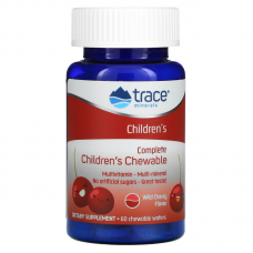 Мультивитамины для детей, Complete Multi Children's, Trace Minerals, со вкусом дикой вишни, 60 жевательных вафель Мультивитамины для детей, Complete Multi Children's, Trace Minerals, со вкусом дикой вишни, 60 жевательных вафель