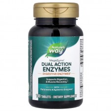 Ферменты для мышц и пищеварения, Mega-Zyme, Dual Action Enzymes, Nature's Way, двойного действия, 100 таблеток Ферменты для мышц и пищеварения, Mega-Zyme, Dual Action Enzymes, Nature's Way, двойного действия, 100 таблеток