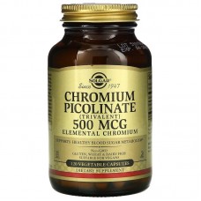 Хром пиколинат, Chromium Picolinate, Solgar, 500 мкг, 120 вегетарианских капсул Хром пиколинат, Chromium Picolinate, Solgar, 500 мкг, 120 вегетарианских капсул