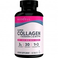 Коллаген + витамин С и биотин, Collagen, + Vitamin C & Biotin, NeoCell, супер, 90 таблеток