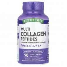 Коллагеновые пептиды, Multi Collagen Peptides, Nature's Truth, 90 капсул быстрого высвобождения Коллагеновые пептиды, Multi Collagen Peptides, Nature's Truth, 90 капсул быстрого высвобождения