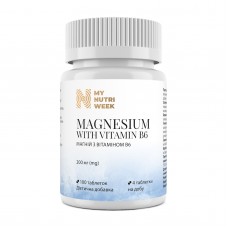 Магний с витамином В6, Magnesium with Vitamin B6, My Nutri Week, 200 мг, 100 таблеток  (50 мг в таблетке) Магний с витамином В6, Magnesium with Vitamin B6, My Nutri Week, 200 мг, 100 таблеток  (50 мг в таблетке)
