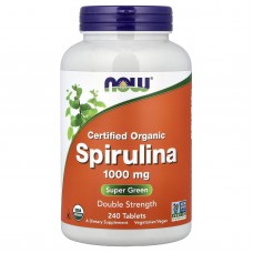 Спіруліна, Spirulina, NOW Foods, органічна, сертифікована, 1000 мг, 240 таблеток Спіруліна, Spirulina, NOW Foods, органічна, сертифікована, 1000 мг, 240 таблеток