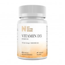 Витамин D3, Vitamin D3, My Nutri Week, 125 мкг (5000 МЕ), 60 капсул Витамин D3, Vitamin D3, My Nutri Week, 125 мкг (5000 МЕ), 60 капсул