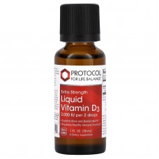 Витамин D3, Liquid Vitamin D3, Protocol for Life Balance, повышенная сила, 2000 МЕ, 30 мл Витамин D3, Liquid Vitamin D3, Protocol for Life Balance, повышенная сила, 2000 МЕ, 30 мл