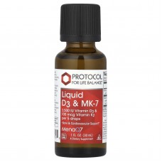 Витамины D3 и К-2 (MK-7), Liquid D3 & MK-7, Protocol for Life Balance, жидкие, 30 мл Витамины D3 и К-2 (MK-7), Liquid D3 & MK-7, Protocol for Life Balance, жидкие, 30 мл