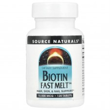 Биотин, Biotin Fast Melt, Source Naturals, 10 000 мкг, 120 таблеток Биотин, Biotin Fast Melt, Source Naturals, 10 000 мкг, 120 таблеток