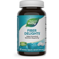 Клетчатка, Fiber Delights, Nature's Way, со вкусом ванили, 60 жевательных таблеток Клетчатка, Fiber Delights, Nature's Way, со вкусом ванили, 60 жевательных таблеток
