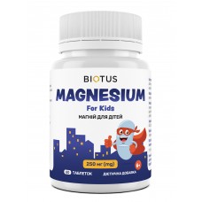 Магний для детей, Magnesium For Kid's, Biotus, 250 мг, 60 таблеток Магний для детей, Magnesium For Kid's, Biotus, 250 мг, 60 таблеток