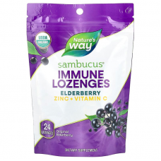 Черная бузина, поддержка иммунитета, Sambucus Elderberry, Nature's Way, органик, 24 леденца Черная бузина, поддержка иммунитета, Sambucus Elderberry, Nature's Way, органик, 24 леденца