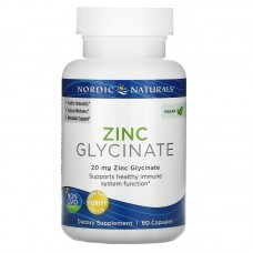 Глицинат цинка, Zinc Glycinate, Nordic Naturals, 20 мг, 60 капсул Глицинат цинка, Zinc Glycinate, Nordic Naturals, 20 мг, 60 капсул