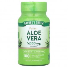 Алое Вера, Aloe Vera, Potent, Nature's Truth, 5000 мг, 100 гелевих капсул швидкого вивільнення Алое Вера, Aloe Vera, Potent, Nature's Truth, 5000 мг, 100 гелевих капсул швидкого вивільнення