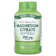 Магній цитрат, Magnesium Citrate, Nature's Truth, 250 мг, 120 гелевих капсул швидкого вивільнення (125 мг в гелевій капсулі)