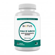 По д'арко (кора мурашиного дерева), Pau D'Arco, Biotus, 500 мг, 100 капсул