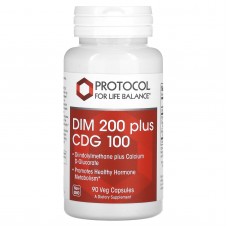 Дііндолілметан плюс D-глюкарат кальцію, DIM 200 Plus CDG 100, Protocol for Life Balance, 90 рослинних капсул Дііндолілметан плюс D-глюкарат кальцію, DIM 200 Plus CDG 100, Protocol for Life Balance, 90 рослинних капсул