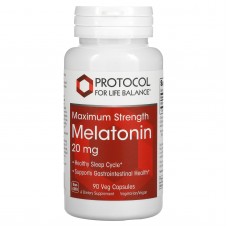 Мелатонін, Melatonin, Protocol for Life Balance, максимальна сила, 20 мг, 90 рослинних капсул Мелатонін, Melatonin, Protocol for Life Balance, максимальна сила, 20 мг, 90 рослинних капсул