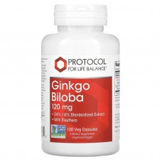 Гінкго Білоба, Ginkgo Biloba, Protocol for Life Balance, 120 мг, 100 рослинних капсул Гінкго Білоба, Ginkgo Biloba, Protocol for Life Balance, 120 мг, 100 рослинних капсул