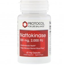 Наттокіназа, Nattokinase, Protocol for Life Balance, 100 мг, 60 капсул
