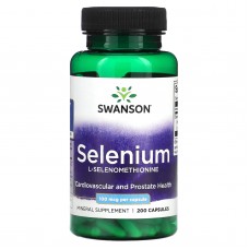 Селен (L-селенометіонін), Selenium, Swanson, 100 мкг, 200 капсул