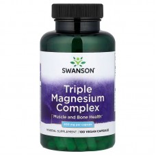 Магнієвий комплекс, Triple Magnesium Complex, Swanson, потрійний, 400 мг, 100 веганських капсул