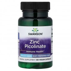 Піколінат цинку, Zinc Picolinate, Swanson, 22 мг, 60 веганських капсул