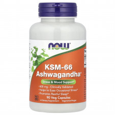 Ашваганда, KSM-66 Ashwagandha, NOW Foods, 90 вегетаріанських капсул